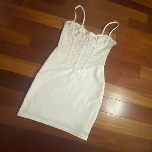 White bodycon slip Dress size Small y2k lace summer dress